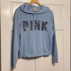 Pink/Victoria Secrets light blue Hoodie, size L
